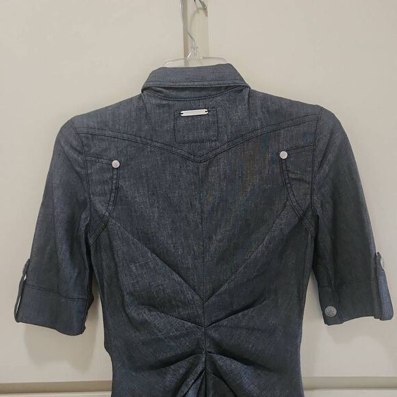 Rock & Republic Dark Blue Denim Dress,  Bodycon, Front zip, zips both ways,  NWO - Picture 6 of 9